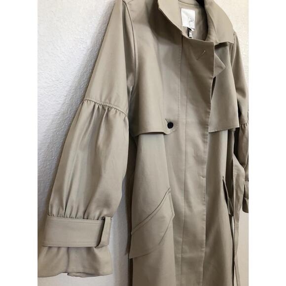 New Joie Alwena Trench Coat In KHAKI Size L Retail $398 - Picture 7 of 10